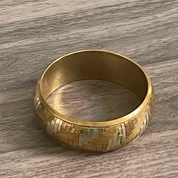 Vintage Metal Abstract Brass Bracelet - Picture 1 of 4